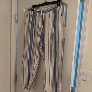 Striped Blue and White women’s linen pants by dash size large